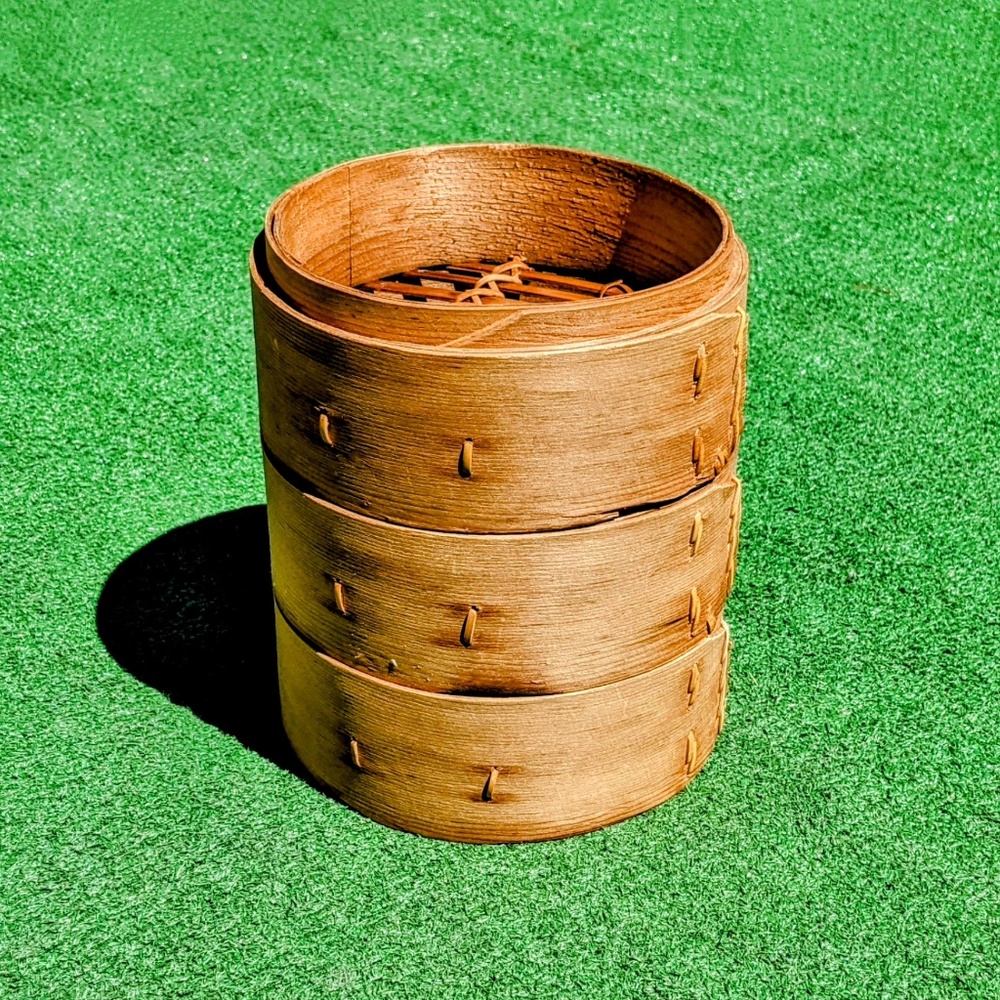 7" Bamboo Wooden Steamer 3 Baskets NO LID-Vegetable/Fish/Meat Dim Sum 3 Tier Set